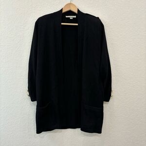 St. John Black Knit Long Jacket Size Small